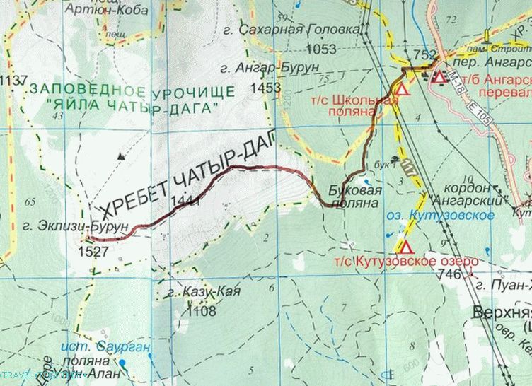 Мапа туристичке руте ка Чатир Дагу