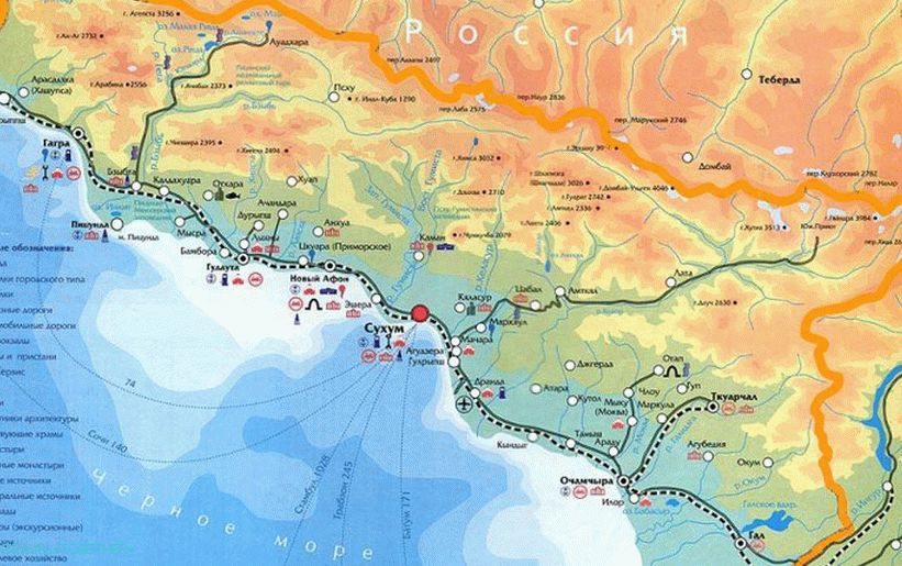 Мапа Абхазије.