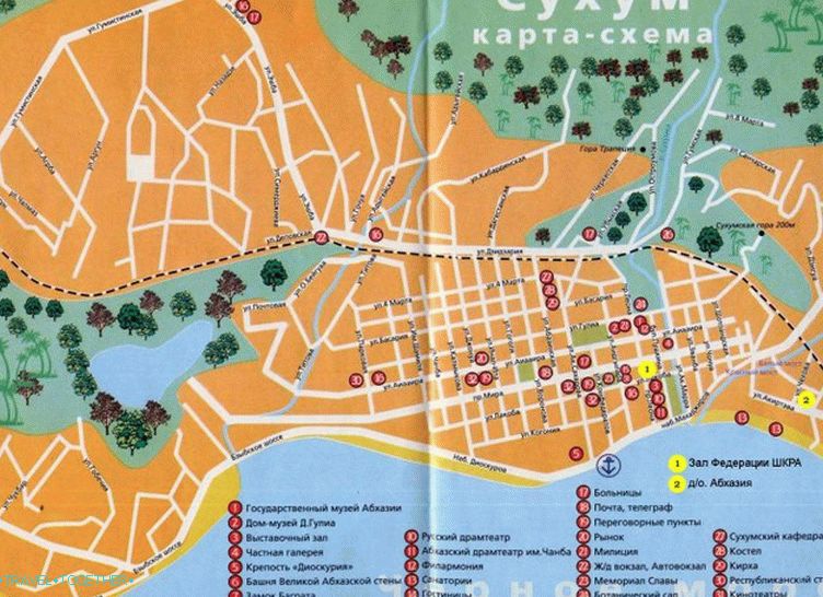 Карта Сукхум. Абхазија.