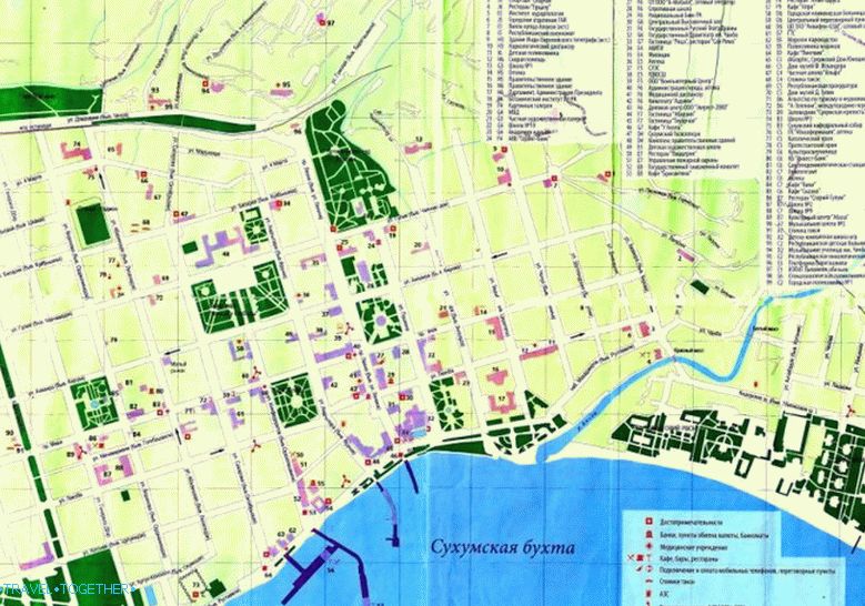 Мапа центра Сукхумија. Абхазија.